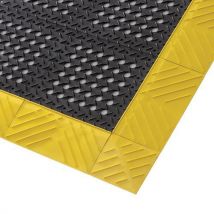 Caillebotis Antifatigue Ajouré - Noir/jaune - 760x1520x25mm