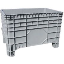 MDM - Caisse-Palette Vierge 640x1040x670 mm - 285L, 200kg Charge Max, 4 Pieds, Usage Alimentaire, Gris