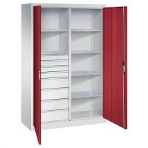 Armoire Hte 6 Tab. 8 Tiroirs L X P = 1200 X 500 M Rouge 3003