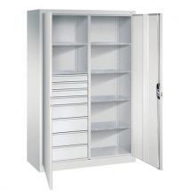 Armoire Hte 6 Tab. 8 Tiroirs L X P = 1200 X 500 M Gris 7035