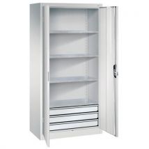 Arm. Ptes Battantes 3 Tiroirs L/h/p 93x195x50 7035 Grisclair