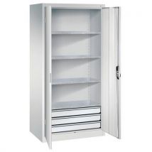 Arm. Ptes Battantes 3 Tiroirs L/h/p 93x195x60 7035 Grisclair