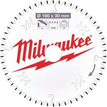 Milwaukee - Lame Scie Circulaire Aluminium 190x30mm 54 Dents - Coupe Précise et Durable