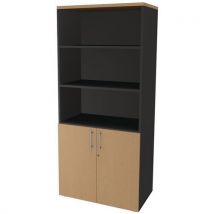 Bibliotheque 2 Portes Basses Anthracite Hetre