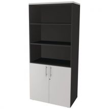 Bibliotheque 2 Portes Basses Anthracite Blanc