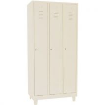 Manutan Expert - Vestiaire Industrie Propre 3 Cases - Beige - Sur Pieds - Serrure à Clé - Acier Époxy - 1900x885x500mm
