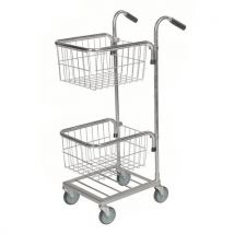 Mini-chariot Gris - 2 Paniers - 4 Roues Pivotantes