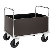 Kongamek - Chariot Acier 500 kg 4 Côtés Pleins - 1200x800x900 mm - Roulettes Caoutchouc 200 mm - Galvanisé