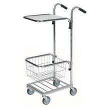 Mini-chariot Gris 1 Tablette Et 1 Panier - 4 Roues Pivotantes