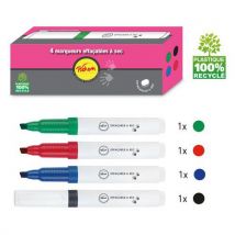 Boite 4 Marqueurs Effaçables À Sec Pointe Biseautée Pichon