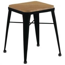Tabouret Roma 4 Pieds Assise Pin Naturel / Acier Noir