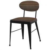 Chaise Austin Ass/dos Pin Vieilli Foncé - Pièt Acier Noir