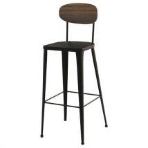 Tabouret Austin Dos Pin Vieilli Foncé - Ass/pièt Acier Anthr