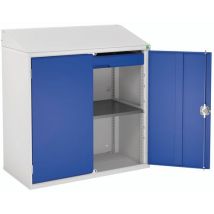Bott - Armoire pupitre 2 portes Gris Bleu - Acier - 105x113cm - Charge 60kg/tablette - Livré monté