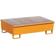 Manutan Expert - Bac de rétention conique 2 fûts - 220 L - Acier peint époxy - Orange - Rétention eau & hydrocarbures