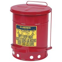 Justrite - Poubelle de sécurité rouge 79L à pédale - Acier - Idéale pour déchets huileux