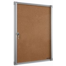 Vanerum - Mini Vitrine Extra Plate 4F A4 Fond Liège Gris - Aluminium/Plexiglas/Liège - 62.5x45.1x3cm - Éco-responsable