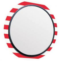 Miroir Usine Cadre Rouge/blc Dia=60 Cm Polyc Arbonate