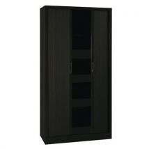Manutan Expert - Armoire Métal Haute à Rideaux - H198cm L120cm Noir - 4 Tablettes 60kg/tablette - Serrure - M1