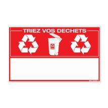 Novap - Panneau Adhésif Tri Sélectif Déchets - Rouge 330x200mm - Vinyle Durable