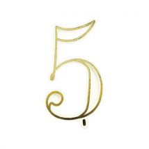 Chiffre 5 Blanc Et Or Pour Bougies Hauteur 40mm