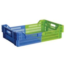 Gilac - Caisse liaison froide 27 L bicolore bleu/vert - Bac gerbable emboîtable - Résistant au froid et au chaud