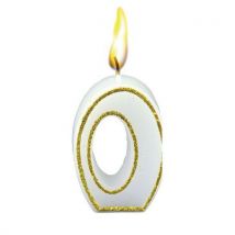 Lot de 12 - Bougies Chiffre N°0 Blanc Hauteur 65mm