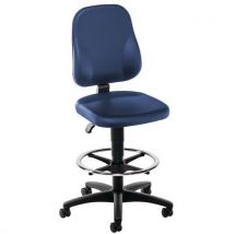Bimos - Siège haut Multitalent Vinyle Bleu - Roulettes autobloquantes - Ergonomique et Éco-responsable - 10 ans Garantie