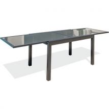 Table Jardin Tolede 270x90cm Alu+plateau Verre Gris Anthracite