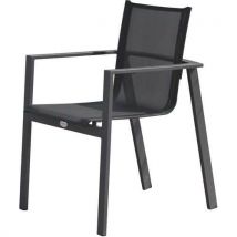 Fauteuil Jardin Empilable Miami En Textilène Noir+ Gris Anthracite