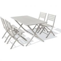 1 Table Jardin Marius 140x80cm Gris + 4 Chaises Gris