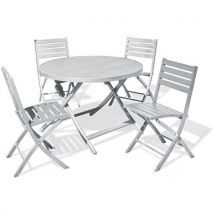1 Table Jardin Marius Ø110cm Gris + 4 Chaises Gris