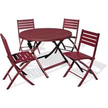 1 Table Jardin Marius Ø110cm Carmin + 4 Chaises Carmin