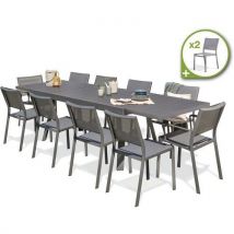 1 Table Jardin Stockholm 300x96cm+10 Chaises+2 Fauteuils