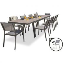 1 Table Jardin Stockholm 300x96cm+10 Chaises 2 Fauteuils