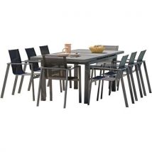 1 Table Jardin Venise 250x95cm+8 Fauteuils Miami Alu