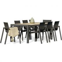 DcbGarden - Table de jardin Venise 195x90cm + 8 fauteuils Miami - Mobilier d'extérieur résistant et confortable