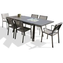 DcbGarden - Ensemble Table et Chaises de Jardin Stockholm - Aluminium - 225x96cm - Mobilier d'extérieur Ergonomique