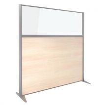 Cloison Kp+ Mélaminé/verre Chêne Profil Argent 160x163