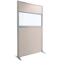 Cloison Kprim Tissus Acoustique/verre Taupe Profil Argent