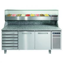 Meuble De Préparation Pizza Granit Et Dosseret2p+6 Tiroirs Neutres