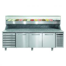 Meuble Préparation Pizzagranit Dosseret3 Portes+6 Tiroirs-pzspr+831l