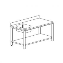 Table Du Chef Avec Étagère Basse Gamme 600 Bac À Gauche- Tce1bg186/1