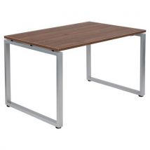 Table Office Pro Pied Carre 120 X 80 Cm Noyer Pied Alu
