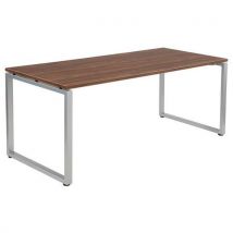 Table Office Pro Pied Carre 180 X 80 Cm Noyer Pied Alu