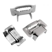 Clips en acier pour feuillards 17 mm (100) - Cerclage de moyen volume - Ruban en acier - Gris