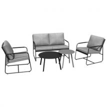 Ensemble Détente Bali : Duo Table Basse 1 Canapé 2 Faut Gris