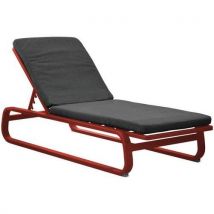 Transat Antonino Réglable - Rouge Coussin Gris