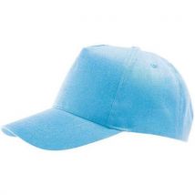 Casquette 5 Panneaux Twill Reglable Systeme Velcro Bleu Ciel