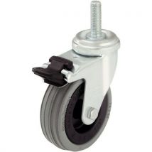 Roul Piv+frein Tige Filetee D=75mm F=60kg B Dg Caoutchouc
